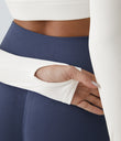 Ribbed Halter Strap Thumb Hole Cropped Yoga Sports Top - White