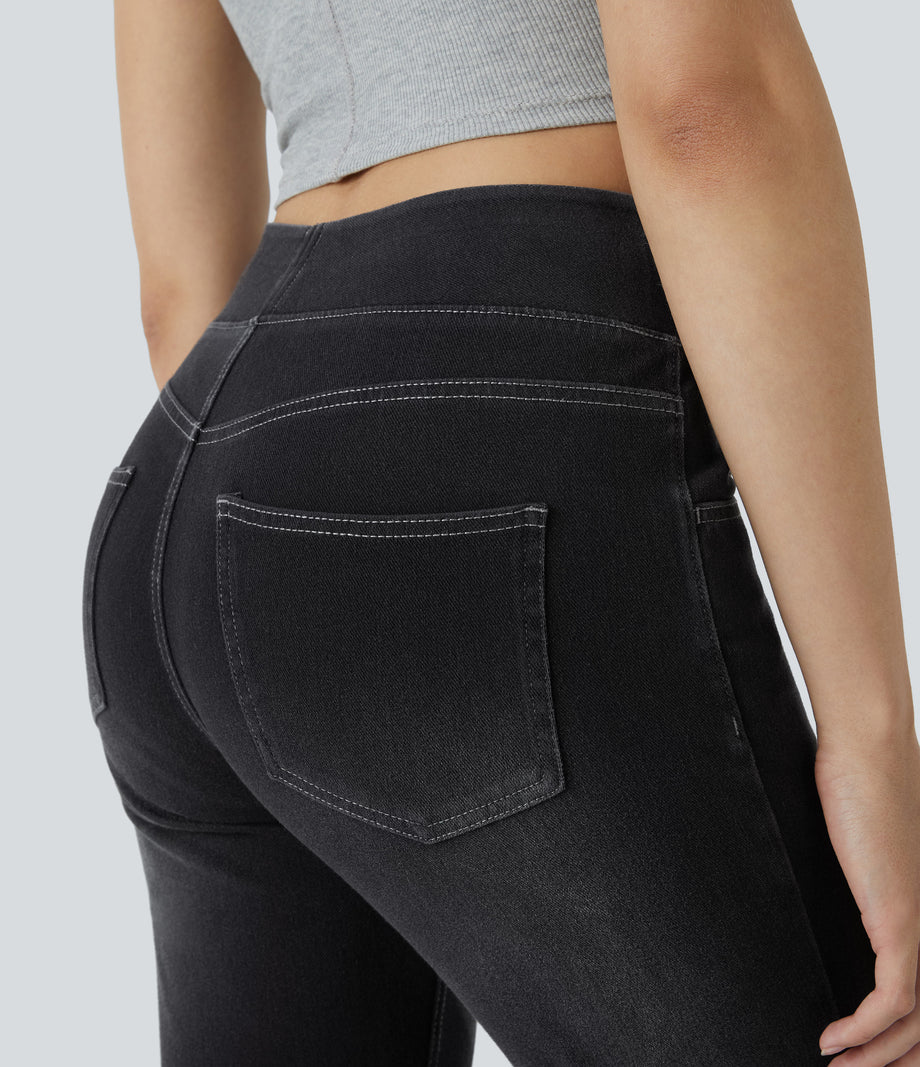 Halara Flex™ High Waisted Pockets Washed Casual Bootcut Jeans - Carbon Paint Denim