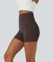 Halara UltraSculpt™ High Waisted Tummy Control Side Pocket Shaping Training Biker Shorts 5'' - Hot Fudge