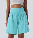 SoftlyZero™ Airy Super High Waisted 2-in-1 Cool Touch Yoga Shorts 9" with Pockets - Loka Blue