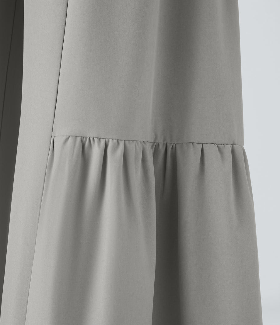 Breezeful™ High Waisted Shirred Tie Front & Back Wide Leg Flowy Quick Dry Casual Pants - Ghost Gray