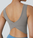 U Neck Crossover Barre Ballet Dance Tank Top A-D Cups - Ghost Gray