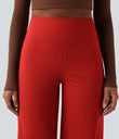 DayStretch High Waisted Tummy Control Wide Leg Baggy Yoga Pants with Pockets - Valiant Poppy