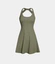 Backless Twisted Active Dress - Withered Green