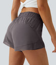 Mid Rise Drawstring Contrast Mesh 2-in-1 Flowy Running Shorts 3'' - Sparrow