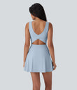 SoftlyZero™ Airy U Neck 2-in-1 Pocket Mini Cool Touch Dance Active Dress-Easy Peezy - Baby Blue
