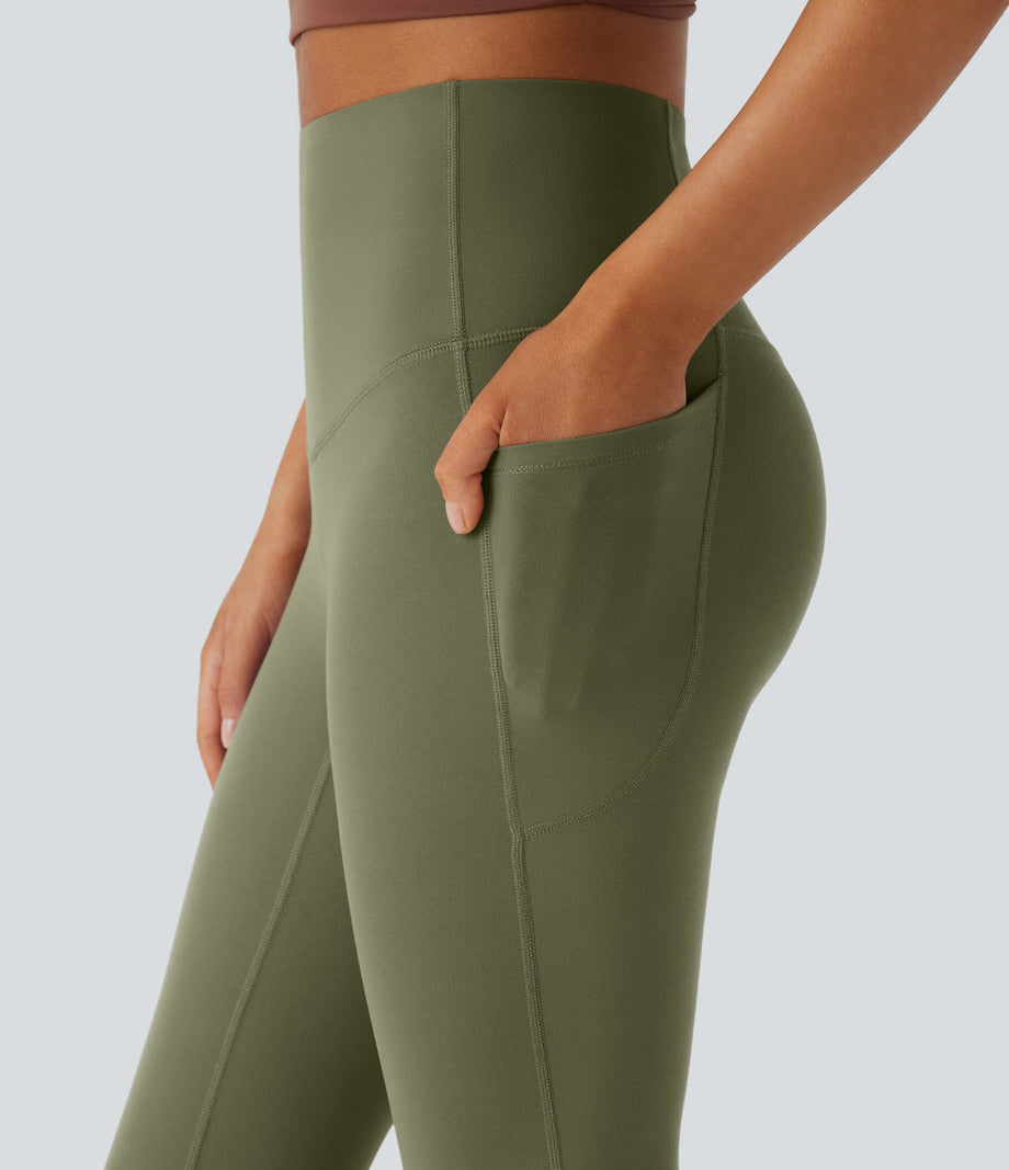Halara UltraSculpt™ High Waisted Tummy Control Pocket Shaping Yoga Bootcut Leggings - Grass Grey Green