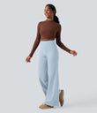 DayStretch High Waisted Tummy Control Wide Leg Baggy Yoga Pants with Pockets - Baby Blue