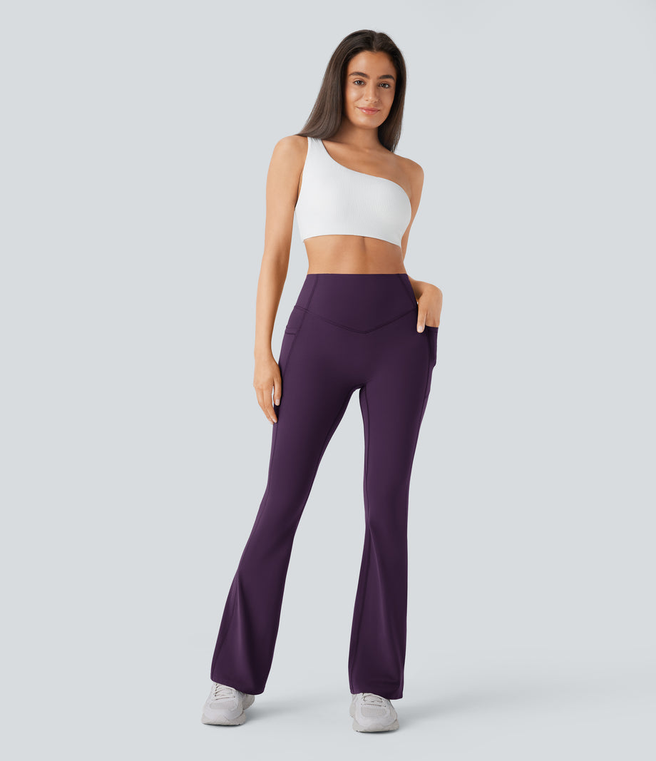 Halara UltraSculpt™ High Waisted Scrunch Butt Lifting Tummy Control Pocket Shaping Yoga Bootcut Leggings - Blackberry Cordial