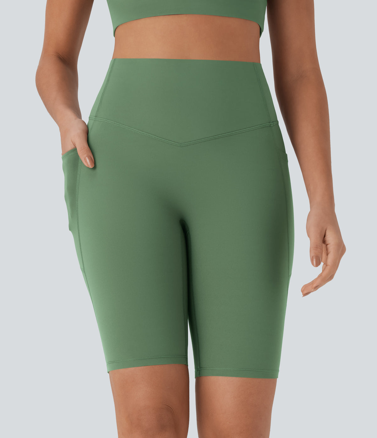 Halara UltraSculpt™ High Waisted Tummy Control Pocket Shaping Training Biker Shorts 9'' - Kashmir