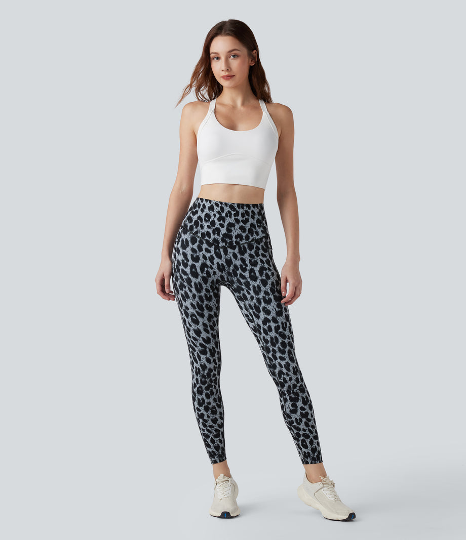 Halara UltraSculpt™ Leopard Print High Waisted Tummy Control Yoga Leggings with Pockets - Moonshadow Leopard