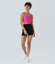 SoftlyZero™ Airy Square Neck Backless Crisscross Cropped Cool Touch Yoga Tank Top-UPF50+ - Fuchsia Fedora