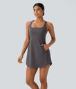 SoftlyZero™ Plush Cut Out Pocket 2-Piece Mini Yoga Active Dress - Magnet