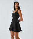 SoftlyZero™ Airy Backless Twisted Flare Low Support Dance Active Dress-Longer Length-Easy Peezy Edition A-D Cups - Black
