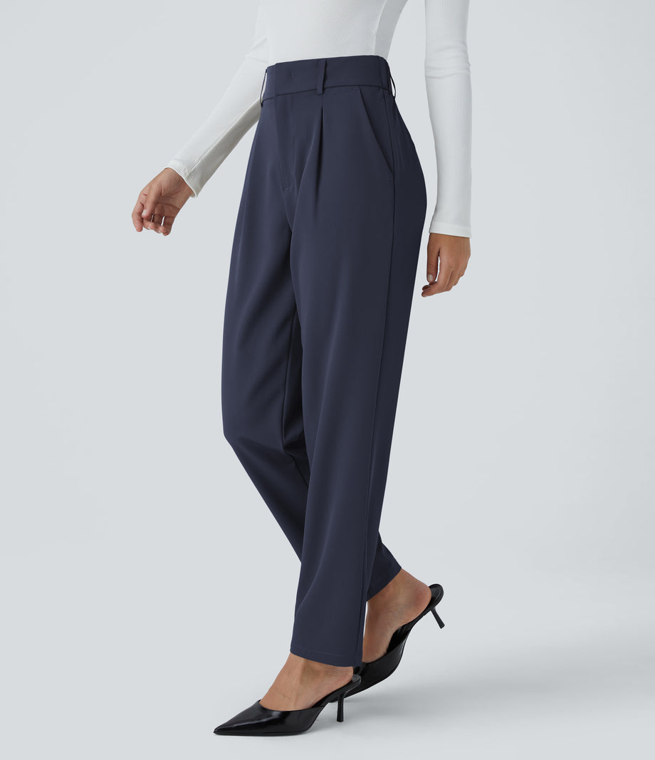 Halara Flex™ High Waisted Pocket Solid Work Tapered Pants - Black Iris