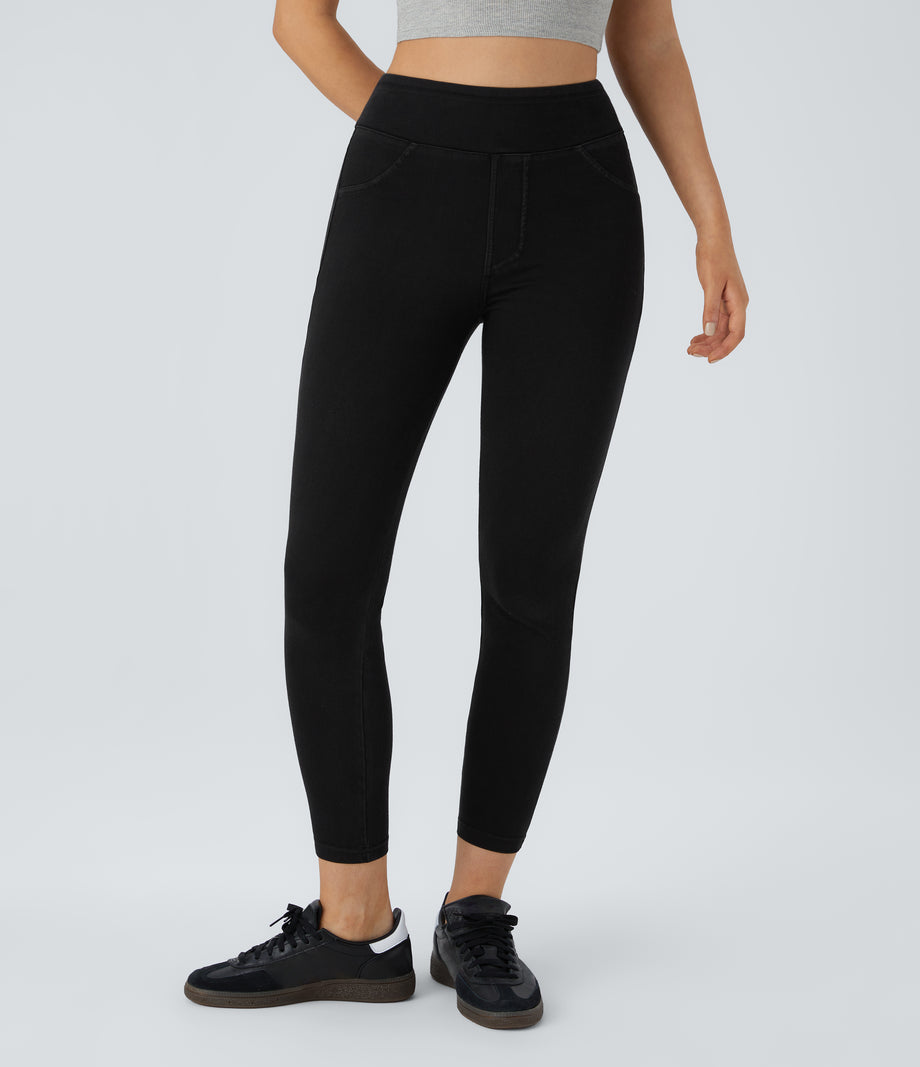 Halara Flex™ High Waisted Pocket Denim Casual Leggings - Black Denim