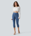 Halara Flex™ High Waisted Pocket Denim Capri Casual Leggings - Denim Dark Blue