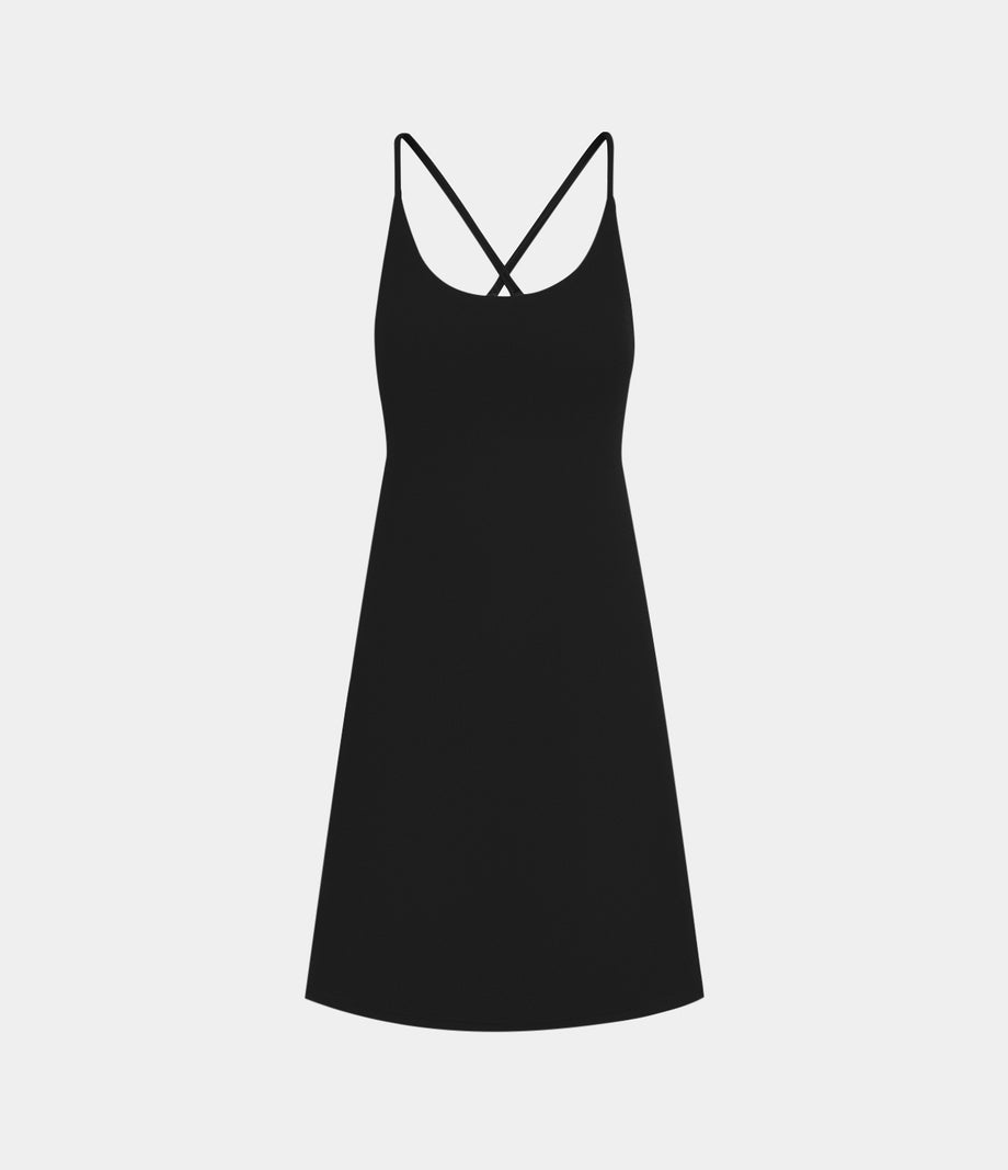 SoftlyZero™ Plush 2-in-1 Pocket Mini Active Dress DD-F Cups - Black