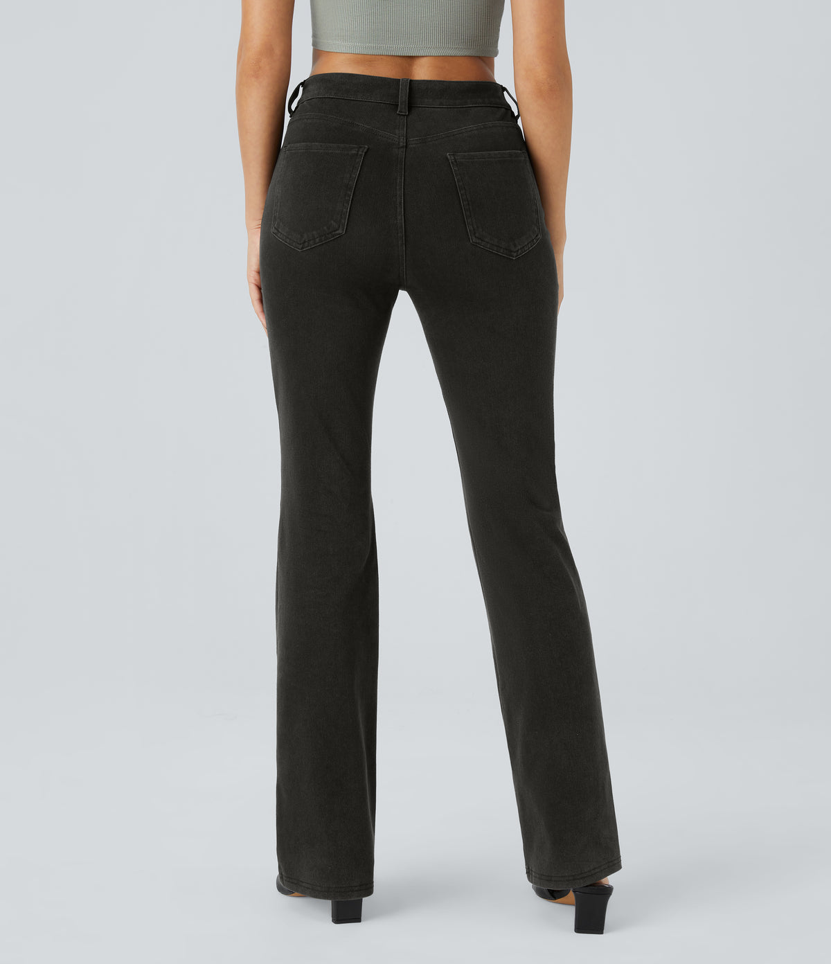 Halara Flex™ Mid Rise Pockets Casual Bootcut Jeans - Hemp Rope Black Denim
