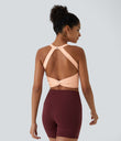 SoftlyZero™ Plush Cut Out Cropped Yoga Tank Top - Apricot Sherbet