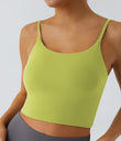 Basic Padded Workout Cropped Low Support Tank Top A-D Cups - Shadow Lime