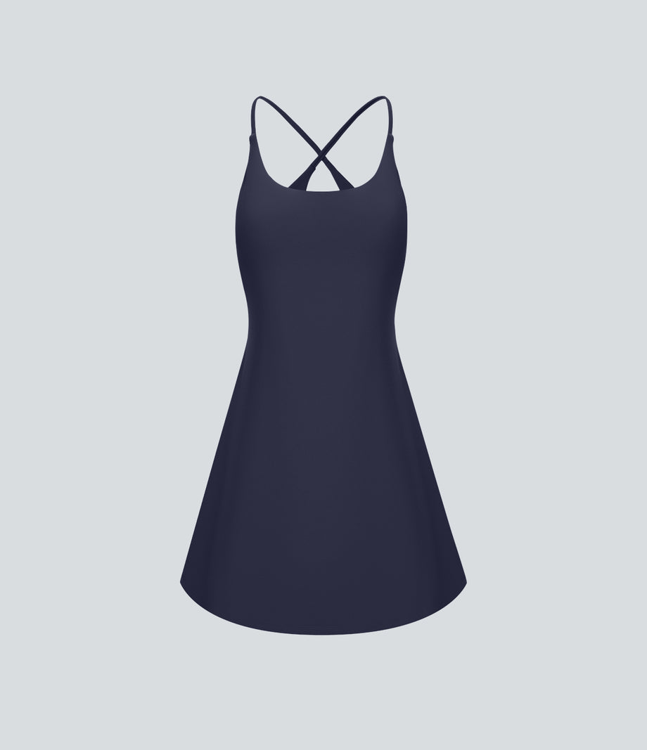 SoftlyZero™ Plush Backless Active Dress - Peacoat