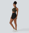 Breezeful™ High Waisted Pocket Quick Dry Casual Shorts 4" - Black