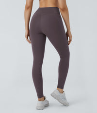 Patitoff™ 2.0 Pet Hair Resistant High Waisted Crossover Side Pocket Yoga Leggings - Light Gray Plum Purple