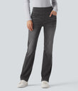 Halara Flex™ High Waisted Pockets Washed Casual Bootcut Jeans - Charcoal Black Denim