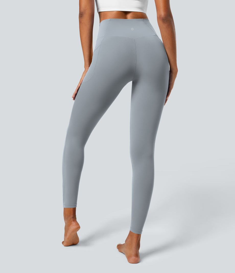 SoftlyZero™ Crossover Pocket Plain Leggings-UPF50+ - Quarry