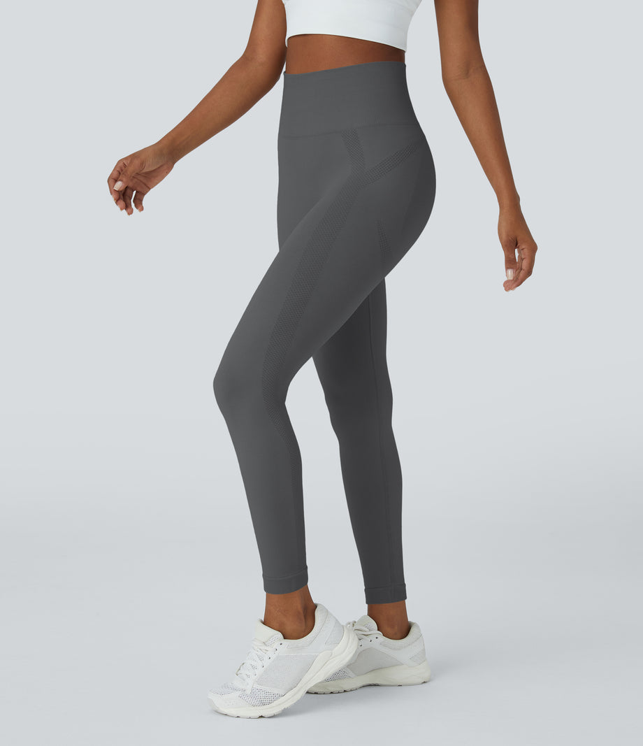 OneForm Seamless Flow High Waisted Ruched 7/8 Yoga Leggings - Eiffel Tower