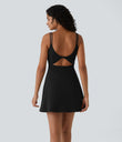 SoftlyZero™ Plush Double Straps 2-Piece Pocket Slip Dance Active Dress A-D Cups - Black