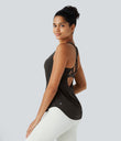 Halara UltraSculpt™ Round Neck Curved Hem Workout Tank Top - Hazelnut Black
