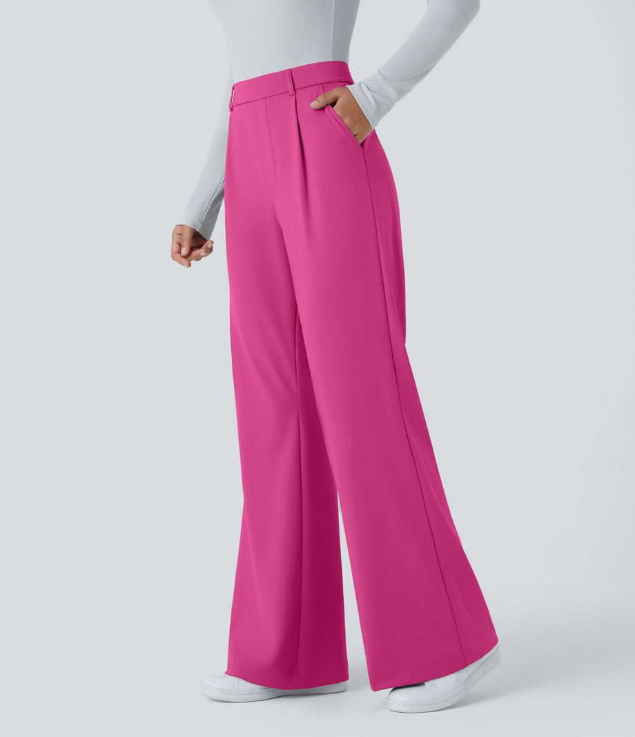 Halara Flex™ DayStretch High Waisted Pocket Work Flare Pants - Raspberry Rose