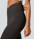 SoftlyZero™ Crossover Pocket Plain Leggings-UPF50+ - Hazelnut Black