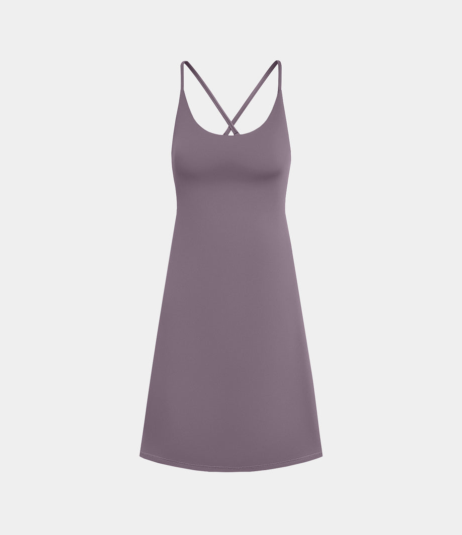 SoftlyZero™ Plush 2-in-1 Pocket Mini Active Dress DD-F Cups - Tulip Purple