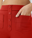 DayStretch High Waisted Pockets Straight Leg Casual Pants - Valiant Poppy