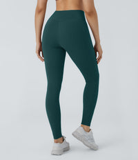 Patitoff™ 2.0 Pet Hair Resistant High Waisted Crossover Side Pocket Yoga Leggings - June Bug