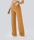 DayStretch High Waisted Pockets Straight Leg Casual Pants - Buckskin