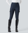 High Waisted Sheen 7/8 Leggings with Pockets - Blueberry