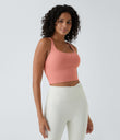 Crisscross Backless Built-in Bra Cropped Running Tank Top A-D Cups - Blooming Dahlia