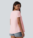 Square Neck Short Sleeve Casual Top - Primrose Pink