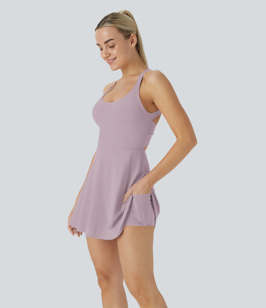 SoftlyZero™ Airy Backless Twisted Cool Touch Dance Active Dress-Easy Peezy Edition - Pink Purple