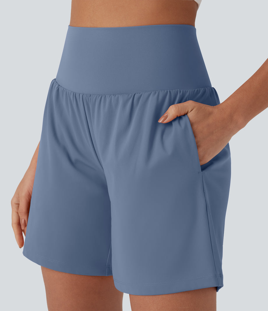 SoftlyZero™ Airy Super High Waisted 2-in-1 Cool Touch Yoga Shorts 7" with Pockets - Infinity