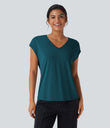 V Neck Short Sleeve Casual T-Shirt - Hydro