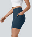 Halara UltraSculpt™ High Waisted Tummy Control Pocket Shaping Training Biker Shorts 7'' - Majolica Blue