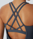 Halara UltraSculpt™ Round Neck Curved Hem Workout Tank Top - Silent Blue