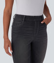 Halara Flex™ High Waisted Pockets Washed Casual Bootcut Jeans - Dirty Black Denim