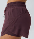 Mid Rise Drawstring Contrast Mesh 2-in-1 Flowy Running Shorts 3'' - Winetasting