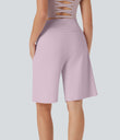SoftlyZero™ Airy High Waisted Pockets Cool Touch Yoga Bermuda Shorts - Pink Purple